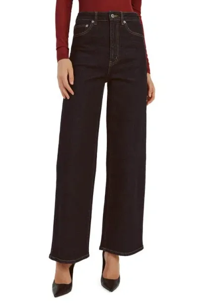 Bardot Heidi High Waist Wide Leg Jeans In Dark