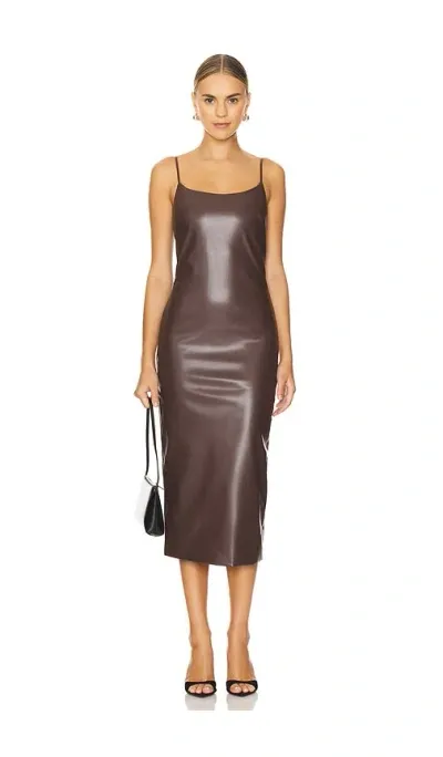 Bardot Helena Faux Leather Dress In Chocolate