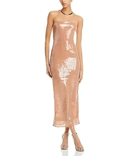 Bardot Launa Sequin Strapless Maxi Dress In Brown