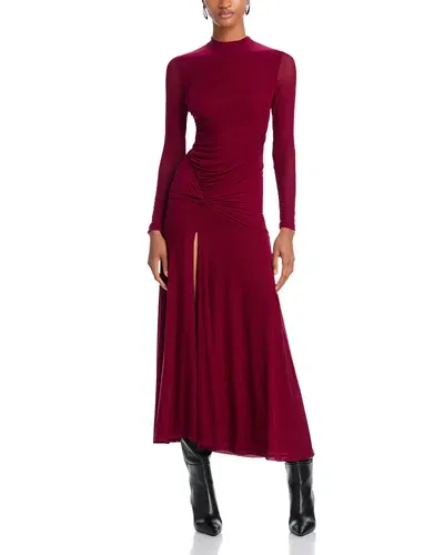 Bardot Liyana Ruched Side Midi Dress In Berry