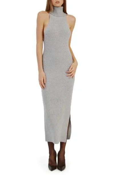 Bardot Mariano Turtleneck Sleeveless Rib Sweater Dress In Grey