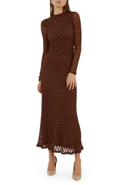 Bardot Ola Long Sleeve Dress In Chocolate