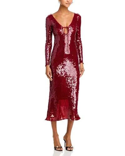 Bardot Verona Sequin Maxi Dress In Burgundy