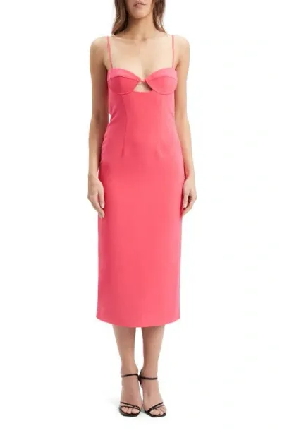 Bardot Vienna Cutout Midi Dress In Hot Pink