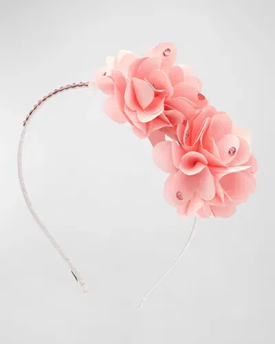 Bari Lynn Kids' Girl's Flower Rhinestone Headband In Pink