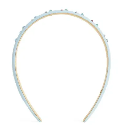 Bari Lynn Kids' Satin Crystal-embellished Headband In Blue