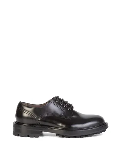 Barrett Black Leather Derby In Nero