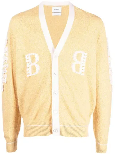 Barrie 3d-logo V-neck Cashmere Cardigan In Neutrals