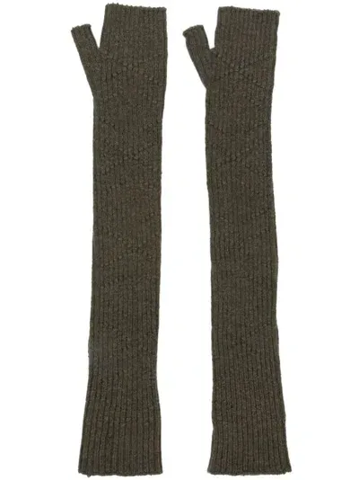 Barrie Cashmere Fingerless Gloves In Green