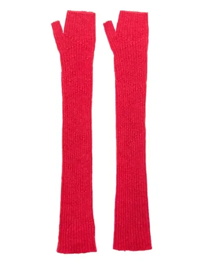 Barrie Cashmere Fingerless Gloves In Red