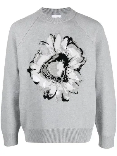 Barrie Kaschmirpullover Mit Blumen-print In Grey