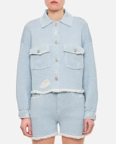 Barrie Cashmere Front Pockets Jacket In Sky Blue