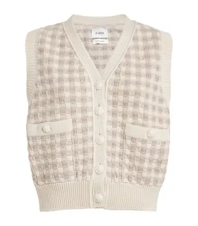 Barrie Cashmere Gingham Sweater Vest In Arran White & Medium