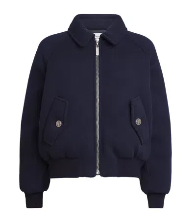 Barrie Cashmere-lambswool Bomber Jacket In Navy