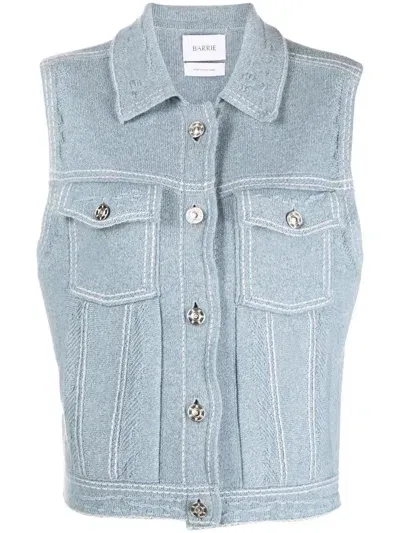 Barrie Blue Knitted Sleeveless Jacket