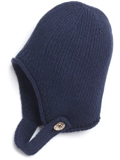 Barrie Strap-detail Ribbed Beanie In 蓝色