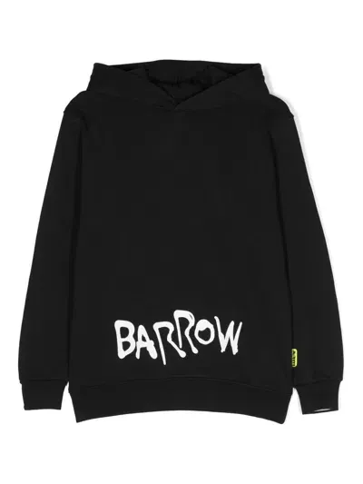 Barrow Bear-print Cotton Hoodie In Black