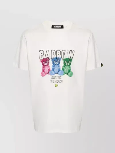 Barrow Bear Print Crew Neck T-shirt In White