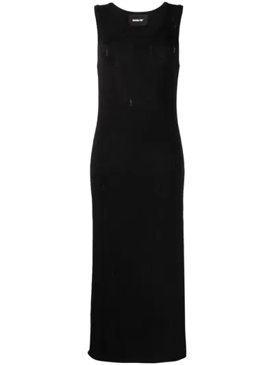 Barrow Distressed Knitted Maxi Dress In Black