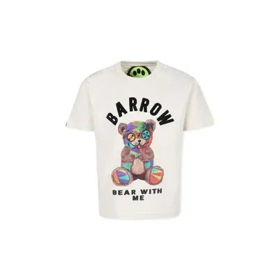 Barrow Ivory T-shirt For Kids With Bear Print In Neutrals