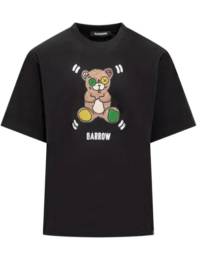 Barrow Printed Cotton Jersey T-shirt In Black  