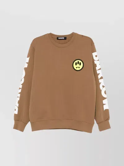 Barrow Smile Graphic Crewneck Sweatshirt In Tabak