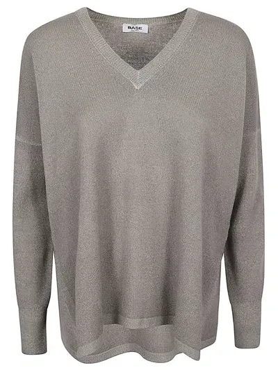 Base Milano Wool V-necked Sweater In Gray