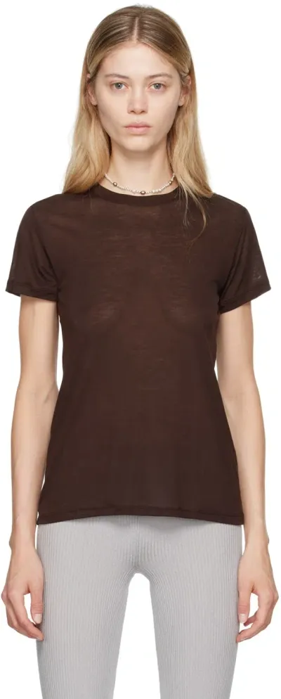 Baserange Brown Bamboo Lyocell T-shirt In Tactile