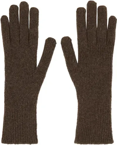 Baserange Brown Ribbed Gloves In Teak Brown