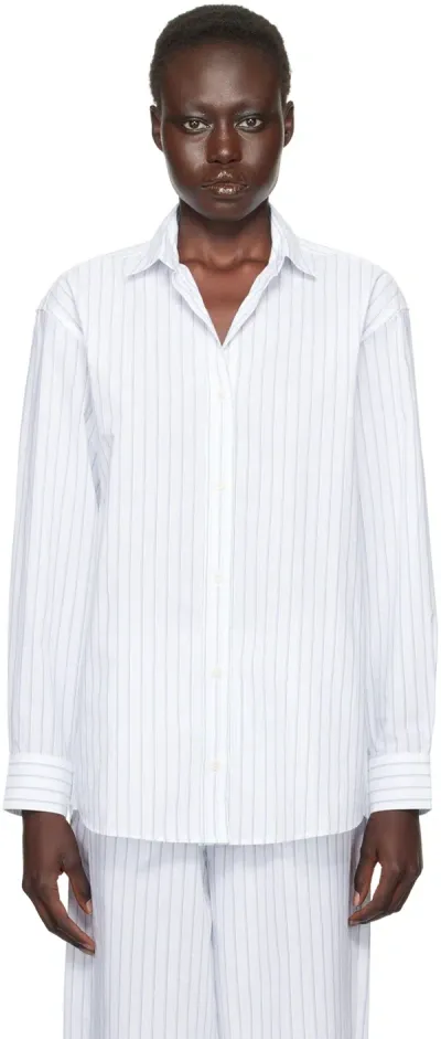 Baserange White & Blue Ole Shirt In White Blue Stripe