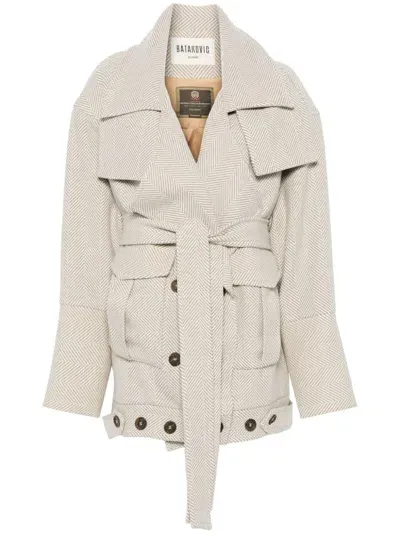 Batakovic Belgrade Herringbone-pattern Coat In Neutrals