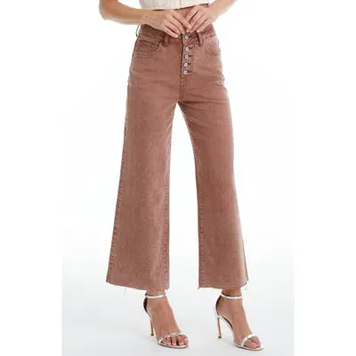 Bayeas High Waist Raw Hem Ankle Wide Leg Jeans In Cappuccino