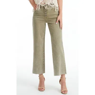 Bayeas High Waist Raw Hem Ankle Wide Leg Jeans In Martini