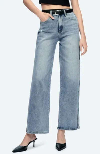 Bayeas High Waist Wide Leg Slit Hem Jeans In Summer