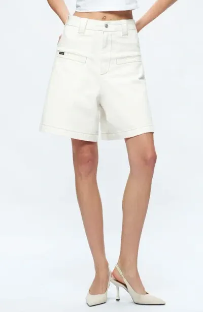 Bayeas Timothy High Waist Knee Length Denim Shorts In Cream