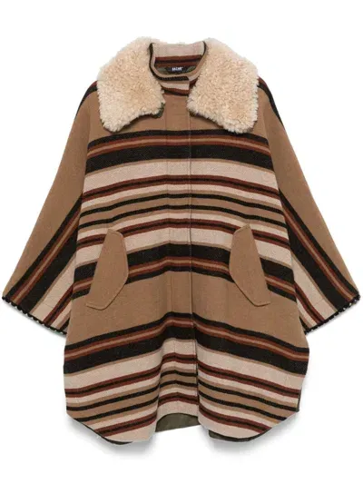 Bazar Deluxe Striped Cape In Brown