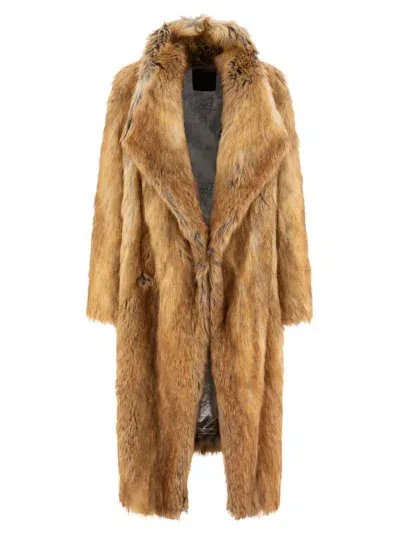 Bb Couture Luxurious Faux Fur Jacket In Brown