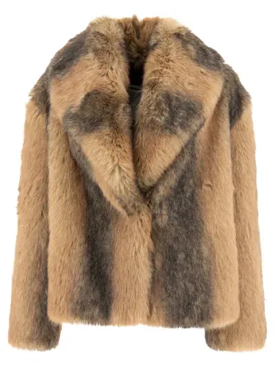 Bb Couture Chic Sherman Faux Fur Jacket In Beige