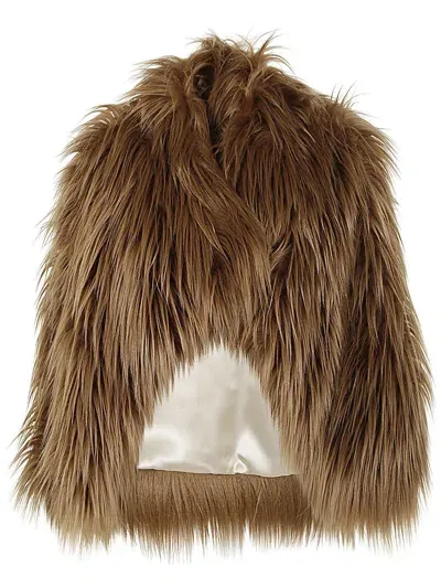 Bbcouture Bacon Short Eco Fur Jacket In Nude & Neutrals