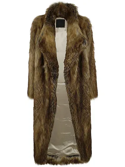 Bbcouture Wood Long Coat Eco Fur In Nude & Neutrals