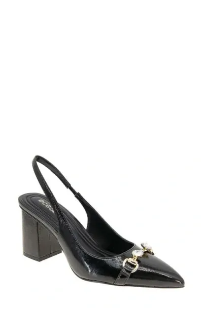 Bcbg Gardin Pointed Toe Slingback Pump In Black Patent