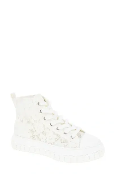 Bcbg Renda High Top Platform Sneaker In White-white Lace