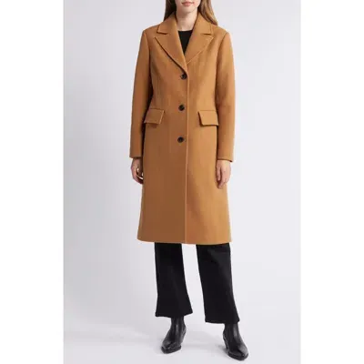 Bcbg Single Breasted Walking Coat In Camel