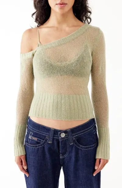 Bdg Urban Outfitters Asymmetric Open Stitch Sweater In Khaki