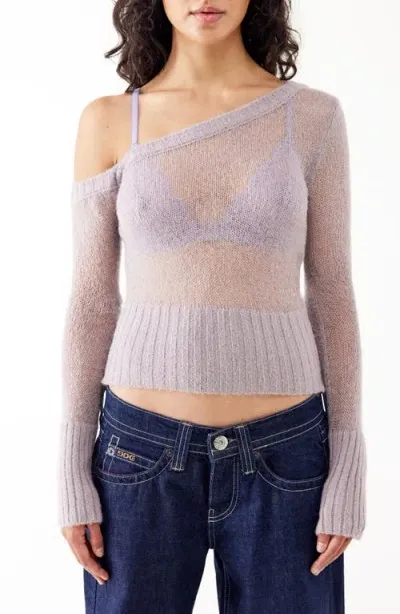 Bdg Urban Outfitters Asymmetric Open Stitch Sweater In Mauve