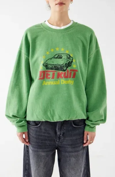 Bdg Urban Outfitters Detroit Cotton Blend Graphic Sweatshirt In Green