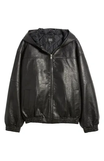 Bdg Urban Outfitters Rex Faux Leather Hooded Jacket In Black