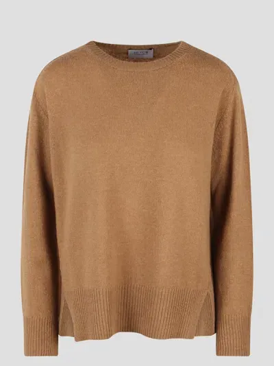 Be You Relaxed Round Neck Sweater In Light Brown