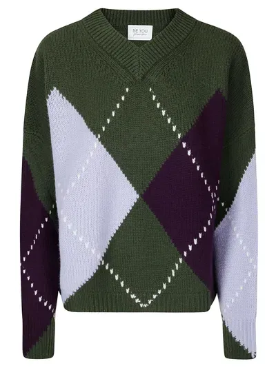 Be You V-neck Sweater In Purple/green