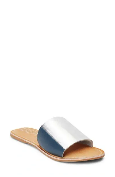 Beach By Matisse Bonfire Slide Sandal In Silver/indigo